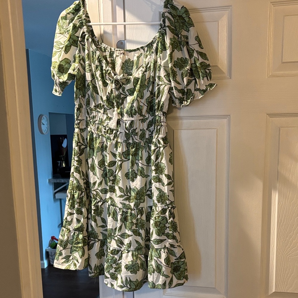 Floral Green and White Women's Dress